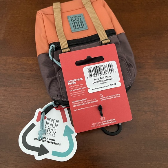 Topo Designs Rover Pack Micro Coral and Brown - Picture 2 of 2